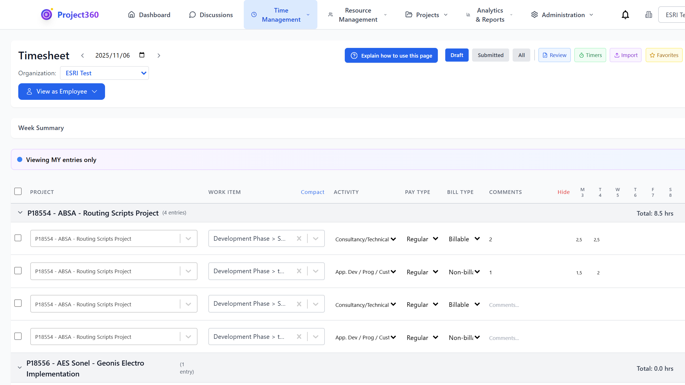 Time Entry & Timesheets screenshot